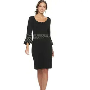Nicole Leonard Scalloped Neck Sweater Dress​​